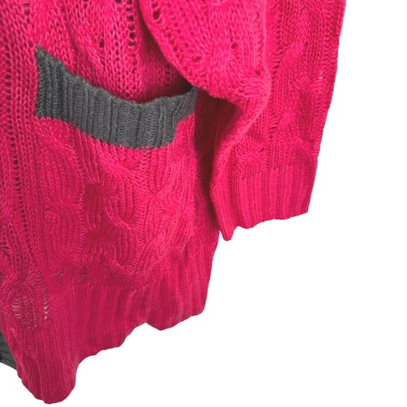 Lularoe Lucille Cardigan Sweater Large Cable Knit Pink Gray Oversized CJ-2080 - Picture 4 of 7